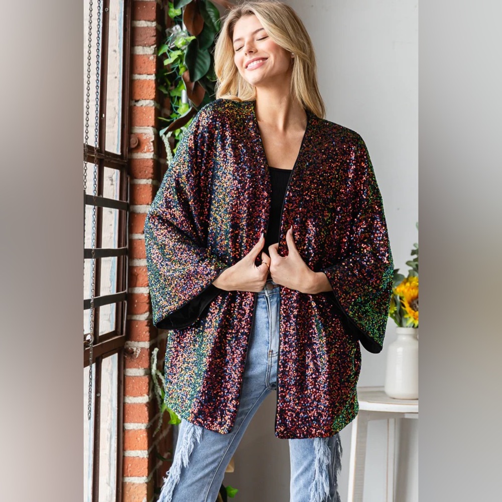 Oli & Hali Sequined Kimono Jacket